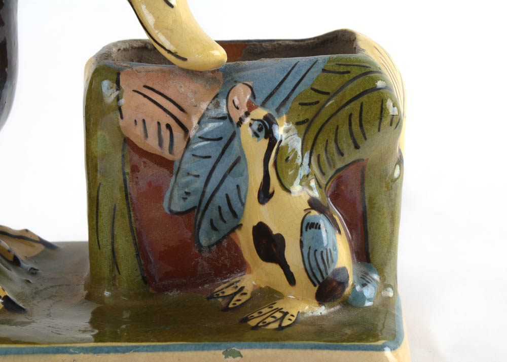 Tlaquepaque Hand Painted Mexican Figural Duck Earthenware Pottery