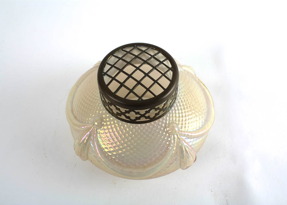 Antique Kralik Art Glass Potpourri Bowl