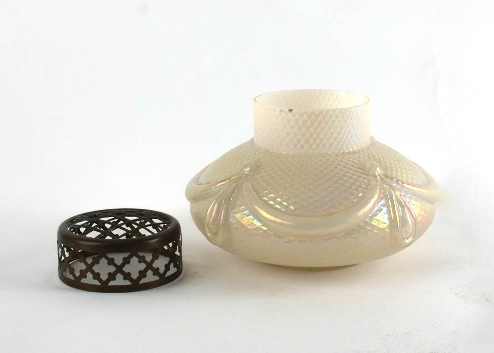 Antique Kralik Art Glass Potpourri Bowl