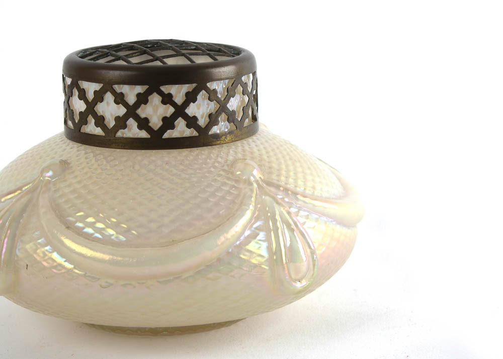 Antique Kralik Art Glass Potpourri Bowl