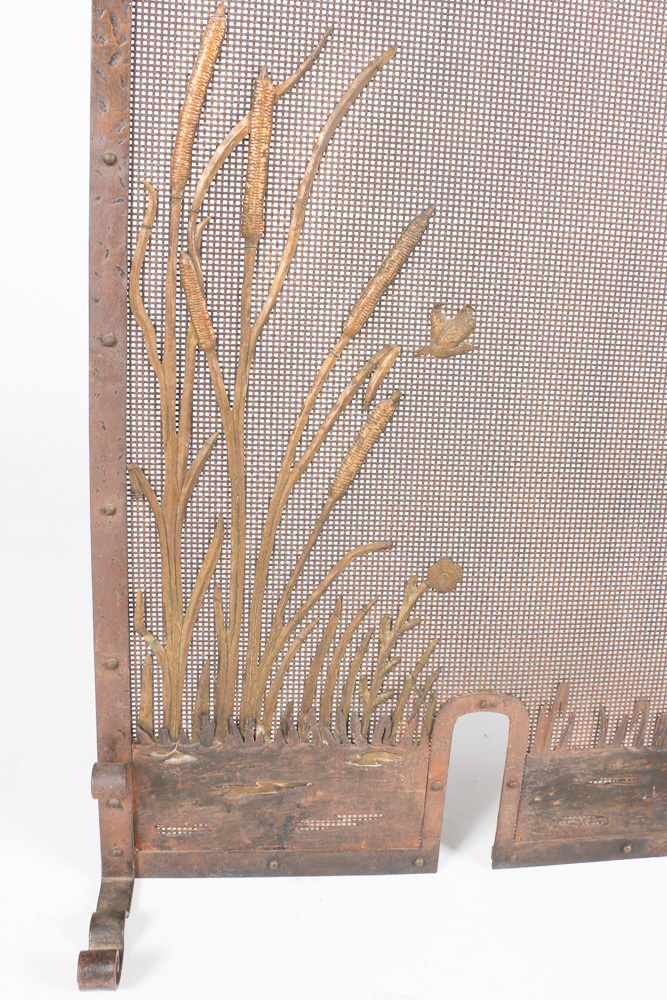 Vintage Fireplace Screen with Avian Details