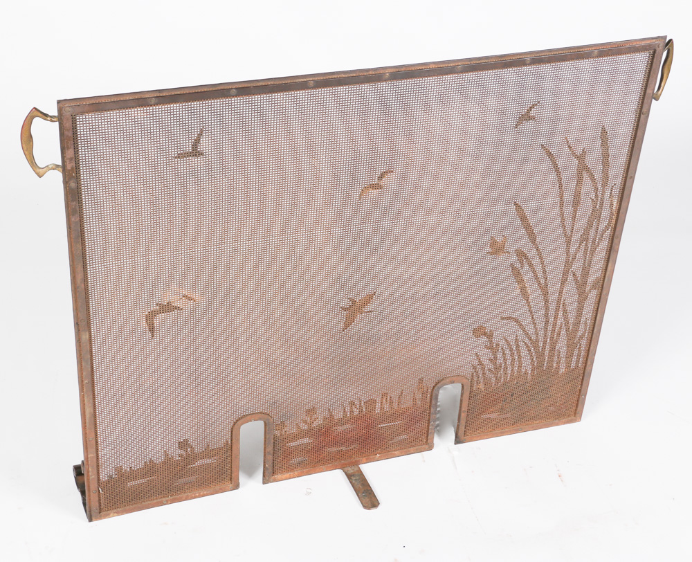 Vintage Fireplace Screen with Avian Details