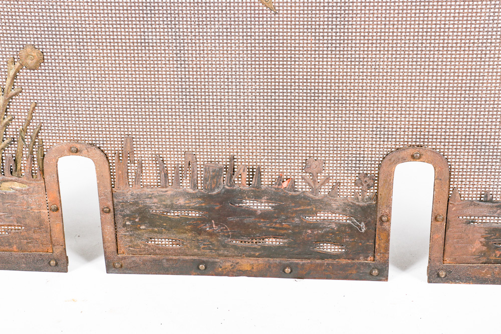 Vintage Fireplace Screen with Avian Details