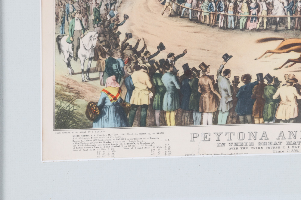 Vintage "Peytona and Fashion" Horse Racing Offset Lithograph