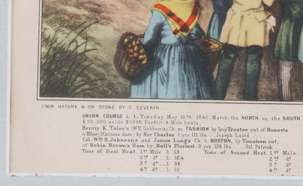 Vintage "Peytona and Fashion" Horse Racing Offset Lithograph