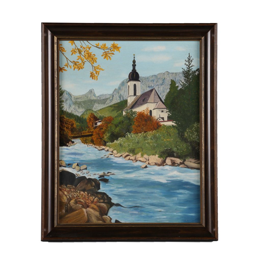 Original Acrylic on Canvas Painting of Church