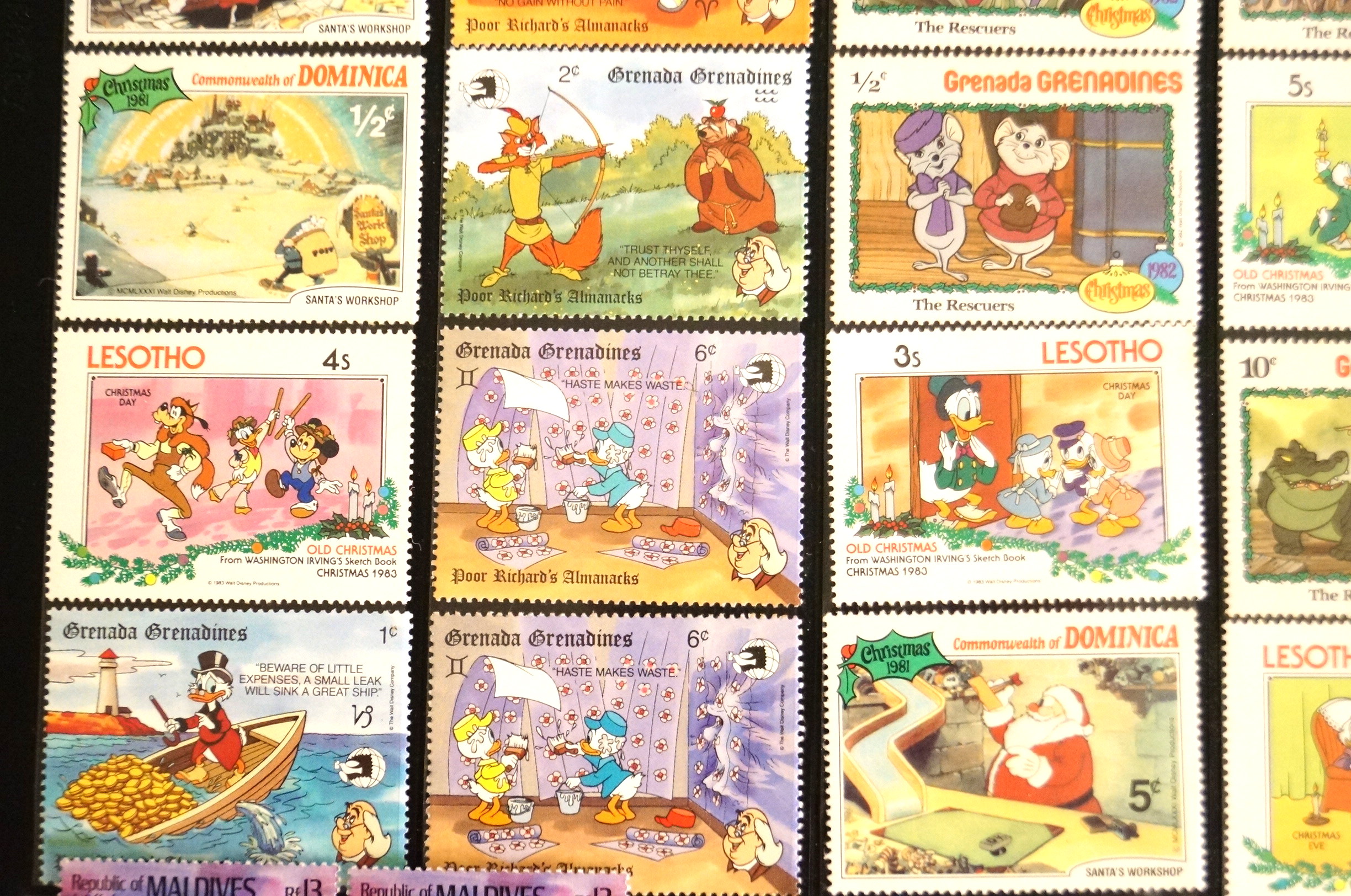 Collection of Vintage Disney Stamps from Foreign Countries