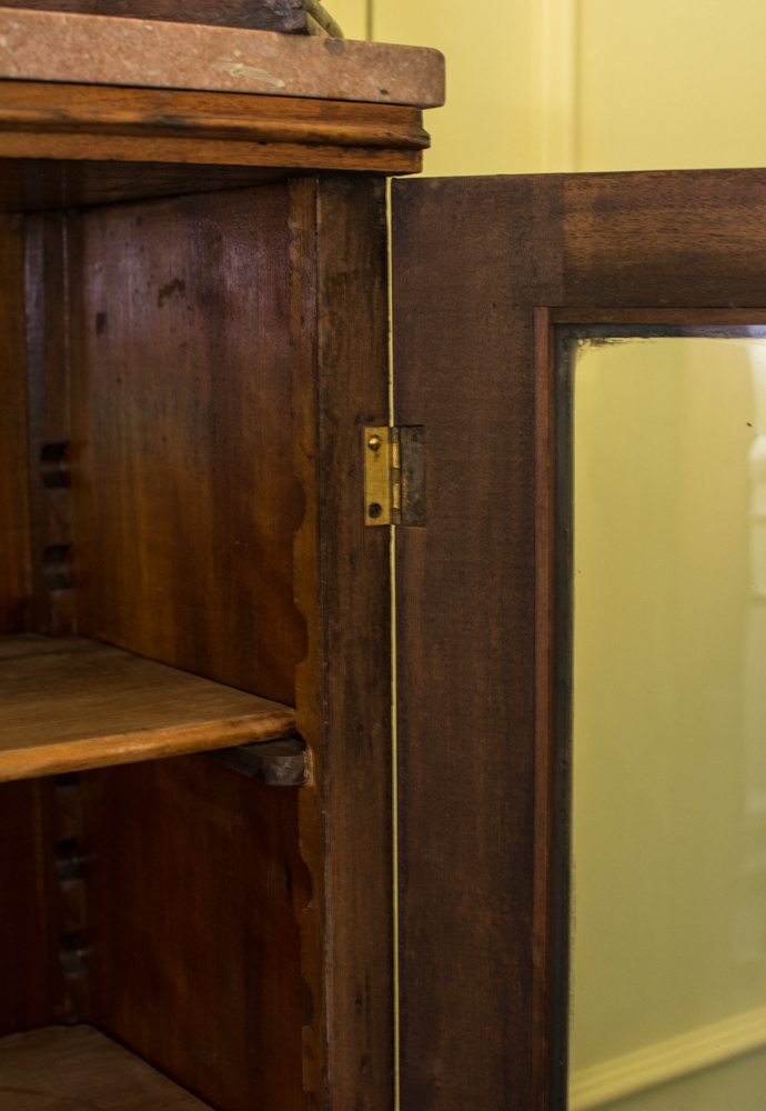 Antique Marble Topped Glass Fronted Bookcase