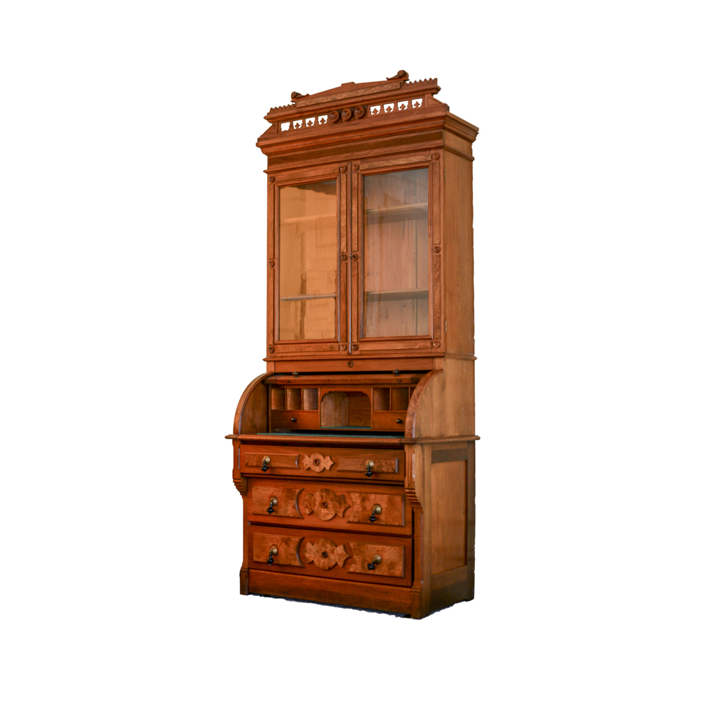 Victorian Eastlake Style Walnut Secretary