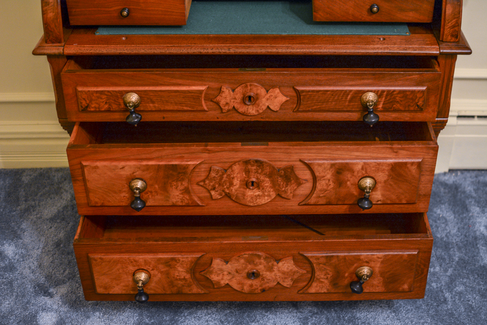 Victorian Eastlake Style Walnut Secretary