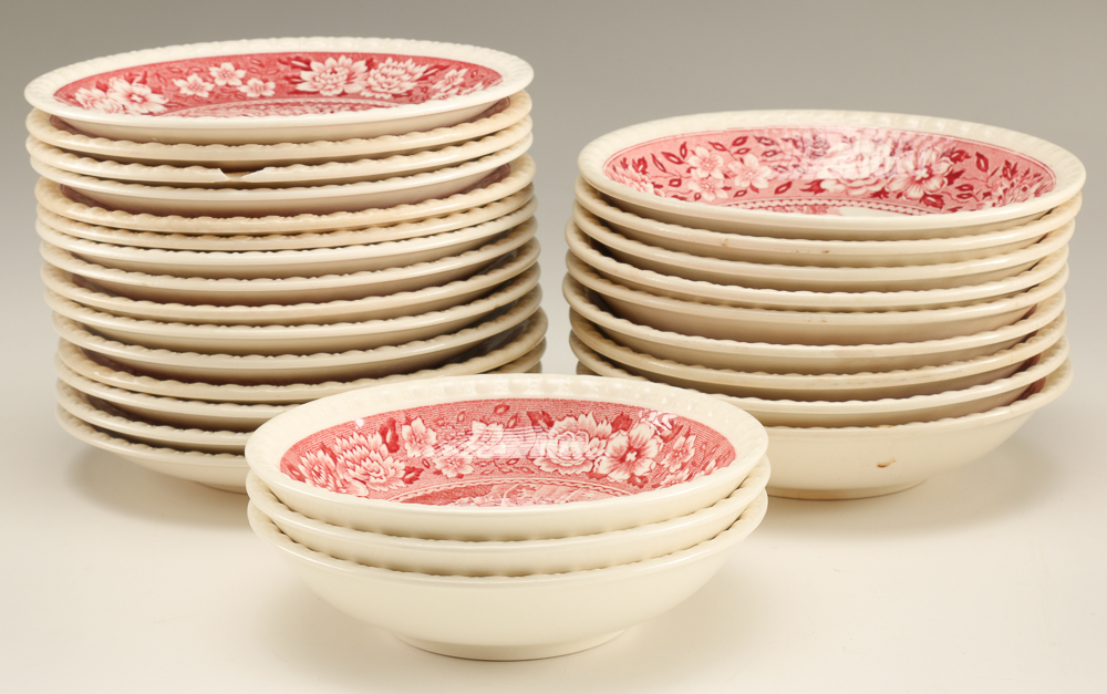 Large Set of Pink Transferware