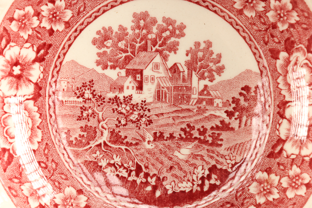 Large Set of Pink Transferware