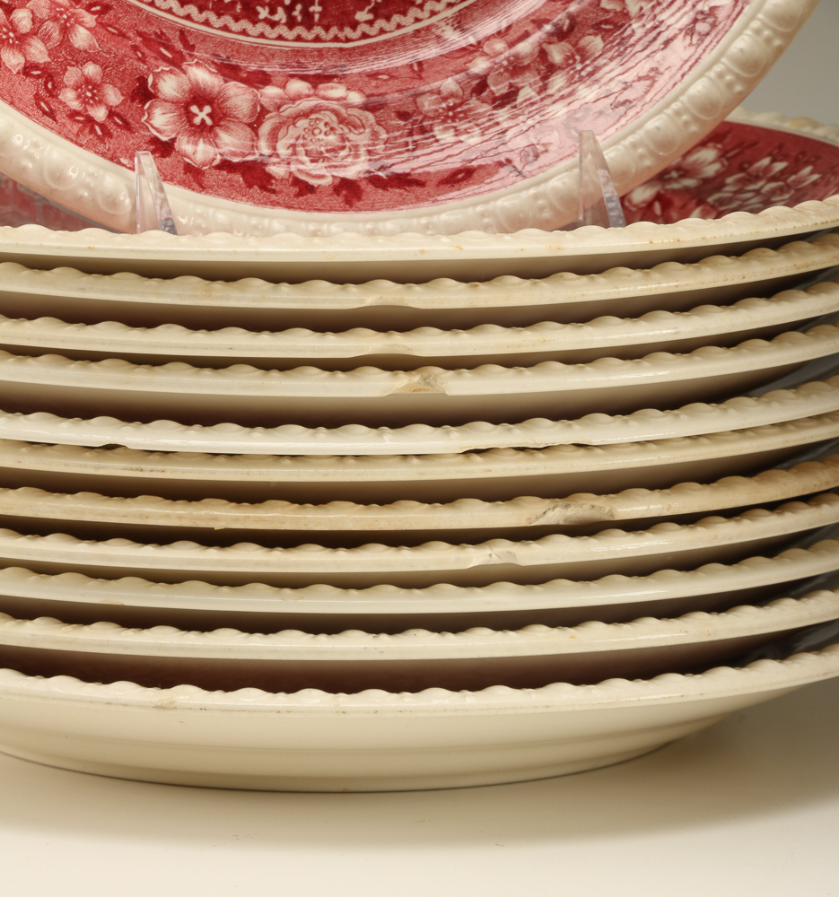 Large Set of Pink Transferware