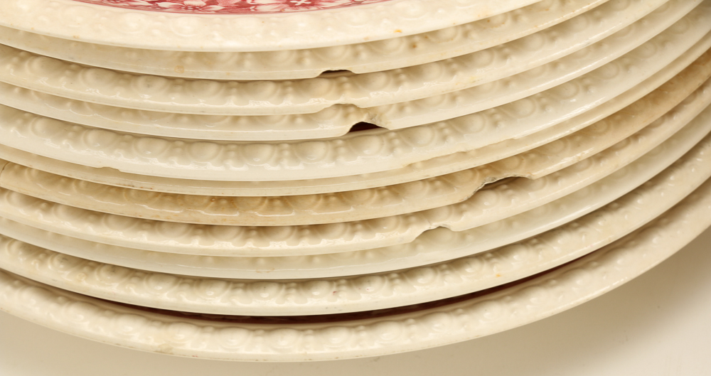 Large Set of Pink Transferware