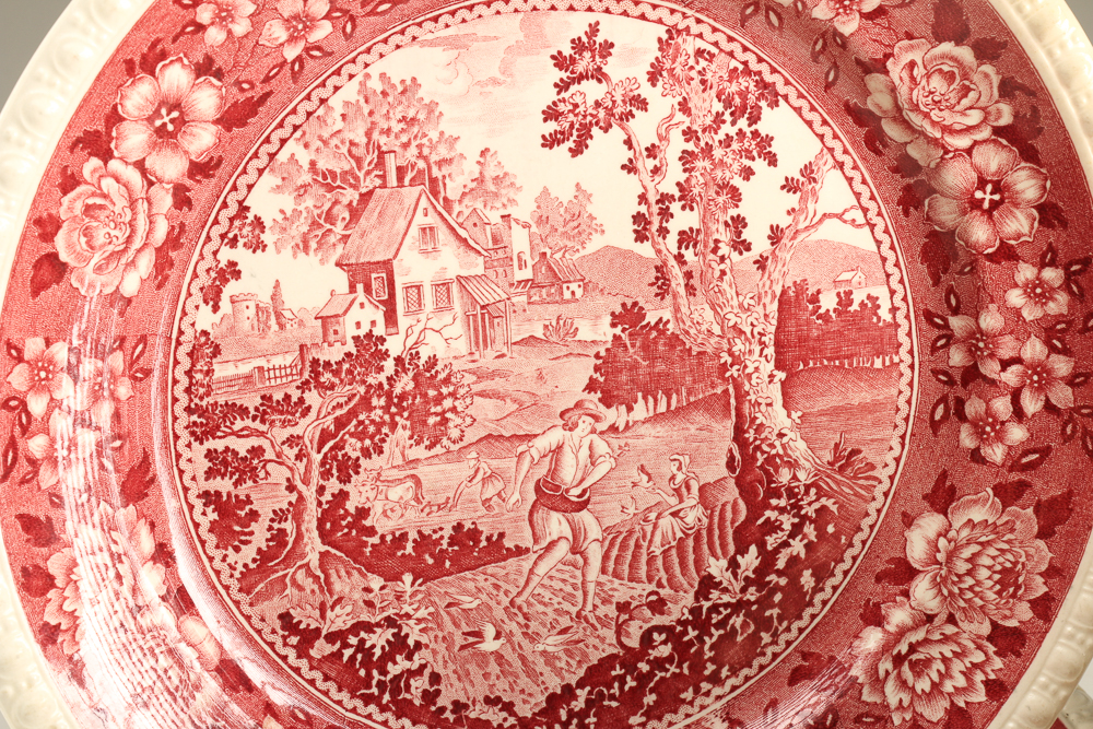 Large Set of Pink Transferware