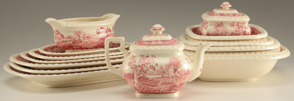 Large Set of Pink Transferware