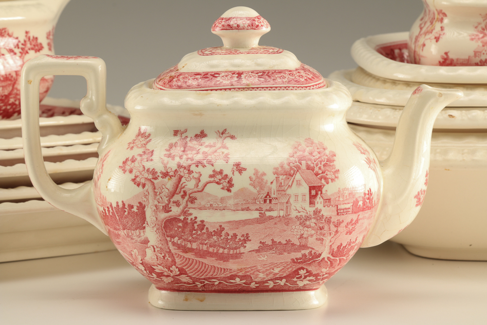 Large Set of Pink Transferware