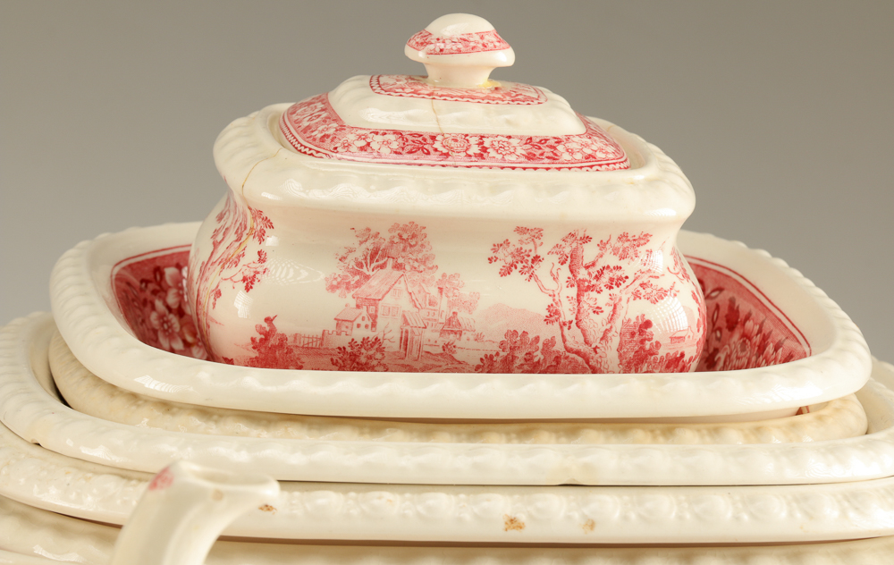 Large Set of Pink Transferware