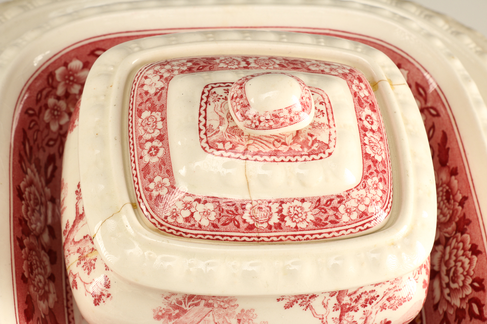 Large Set of Pink Transferware