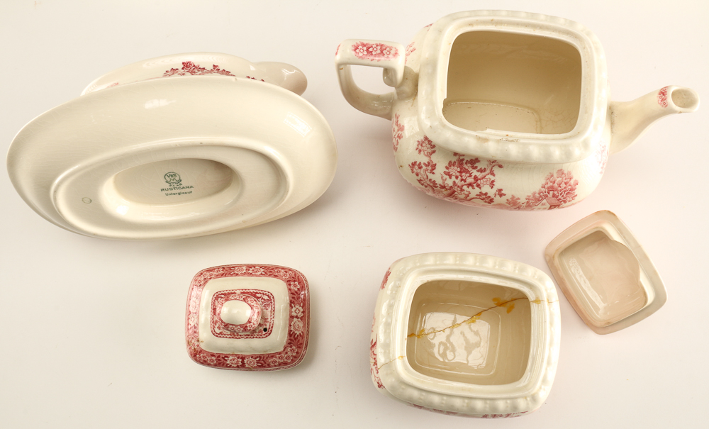 Large Set of Pink Transferware