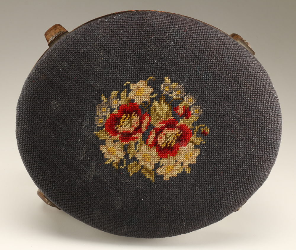 Floral Upholstered Footstool