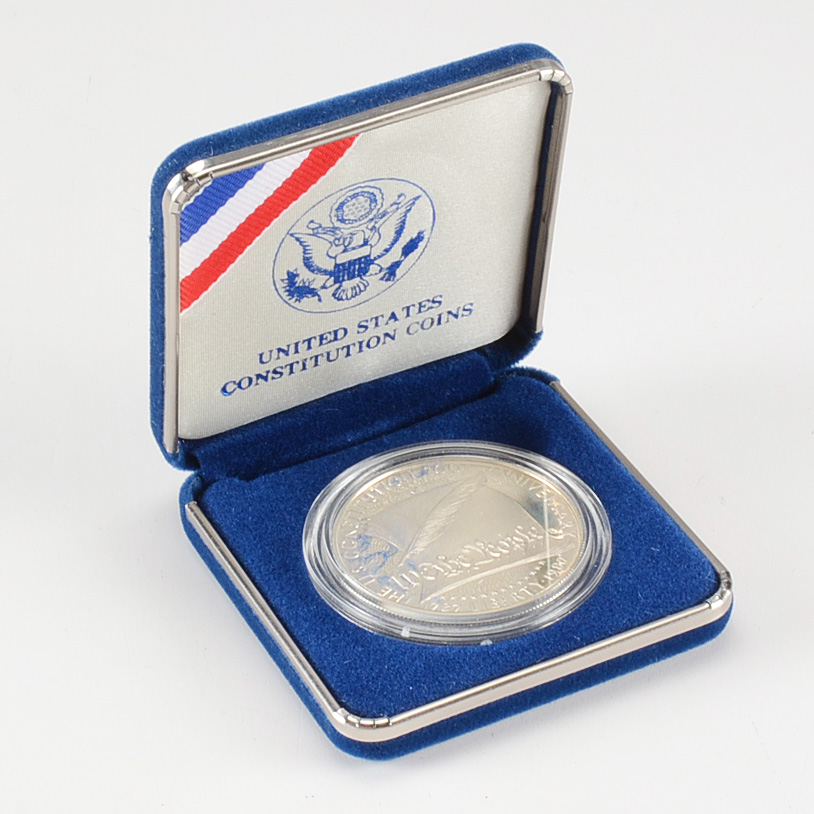 1987 S US Constitution Silver One Dollar Commemorative Coin