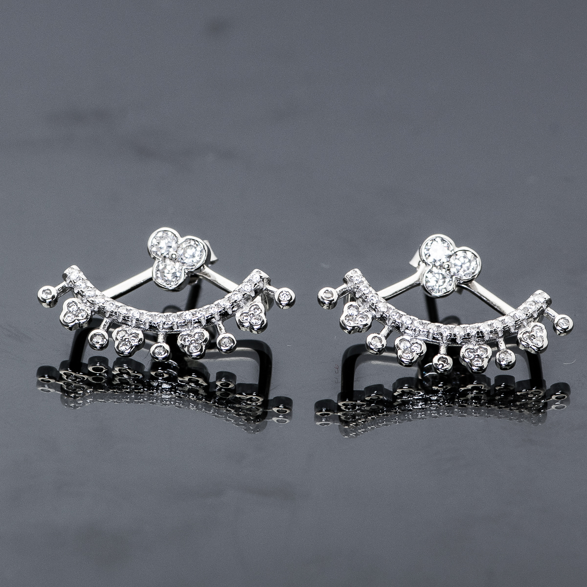 Sterling Silver and Cubic Zirconia Ear Jacket Earrings