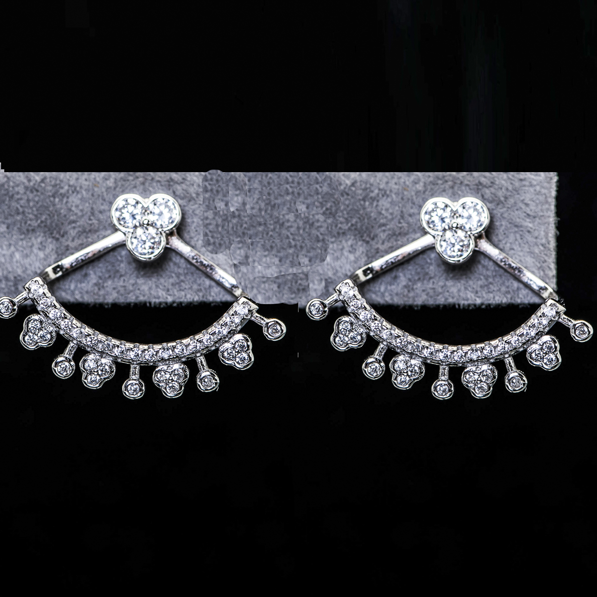 Sterling Silver and Cubic Zirconia Ear Jacket Earrings