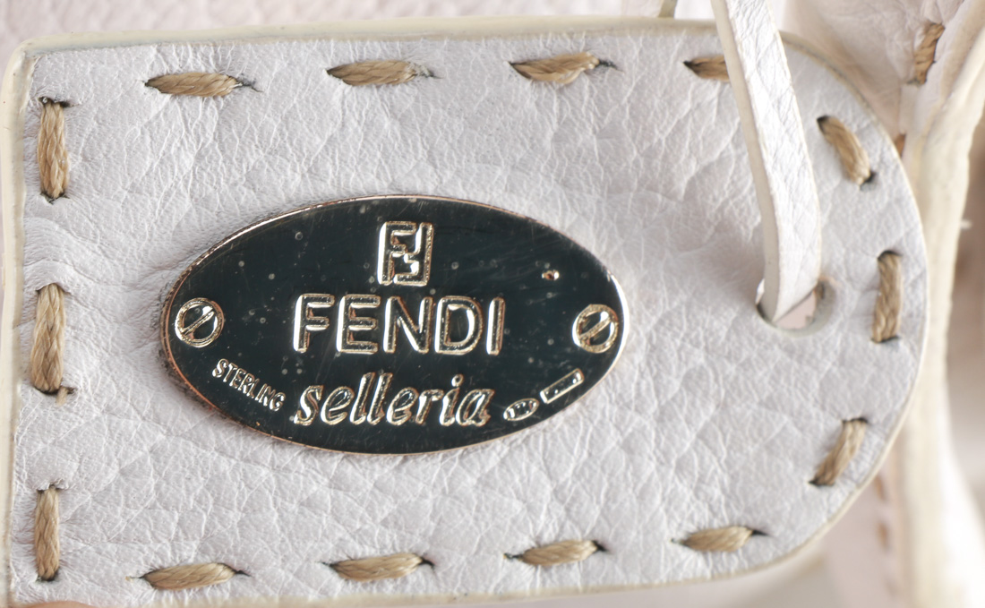 Fendi Selleria White Leather Sporty Handbag