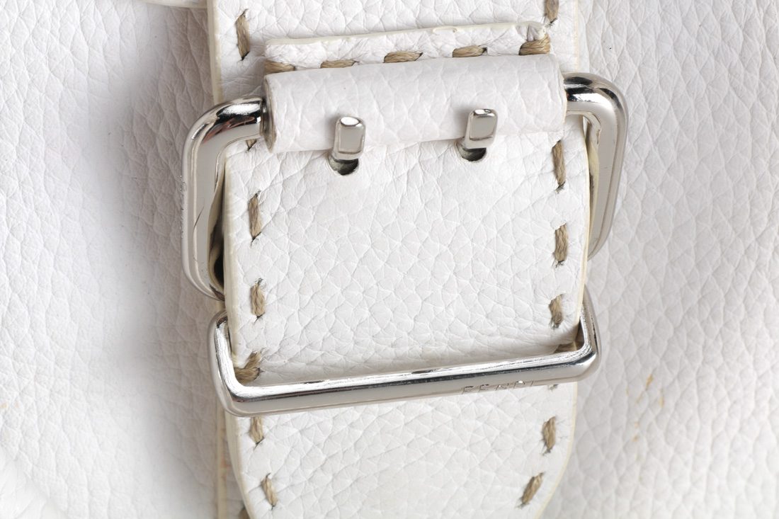 Fendi Selleria White Leather Sporty Handbag