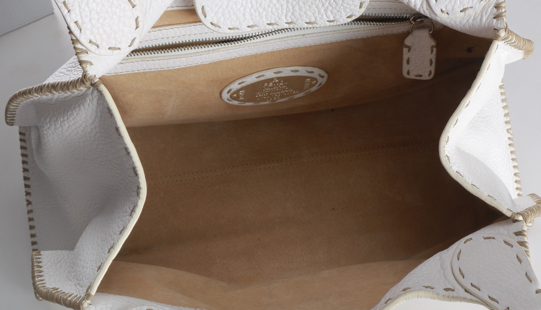 Fendi Selleria White Leather Sporty Handbag