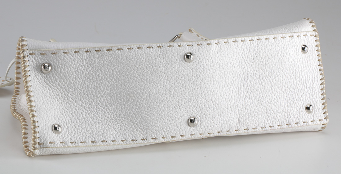 Fendi Selleria White Leather Sporty Handbag