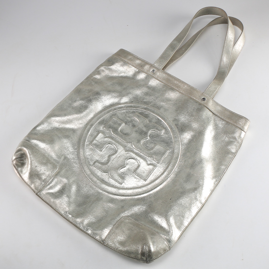 Tory Burch Silver Leather Tote Bag