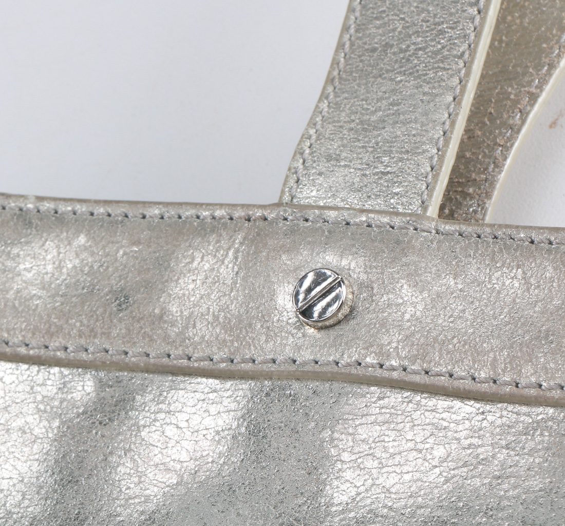 Tory Burch Silver Leather Tote Bag