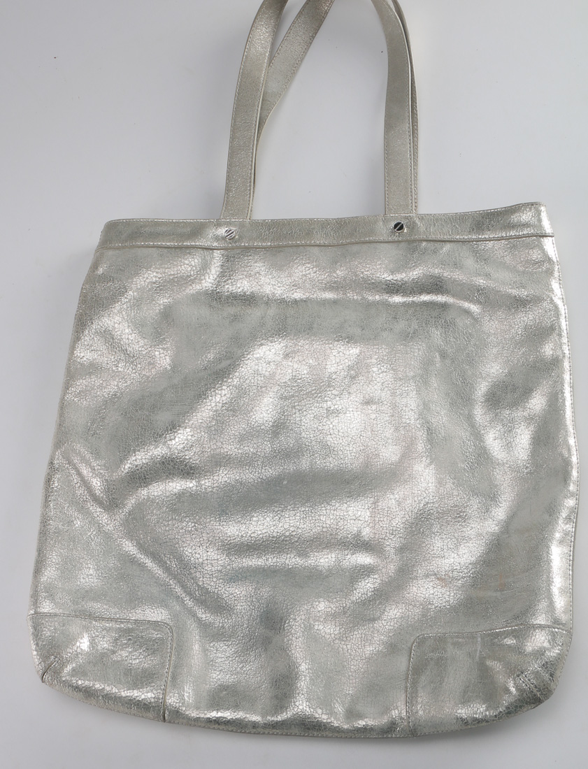 Tory Burch Silver Leather Tote Bag
