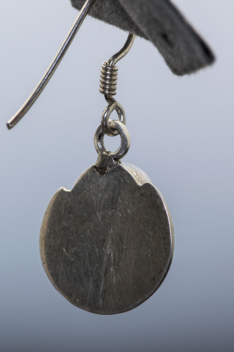 Silver-Tone and Green Stone Dangle Earrings