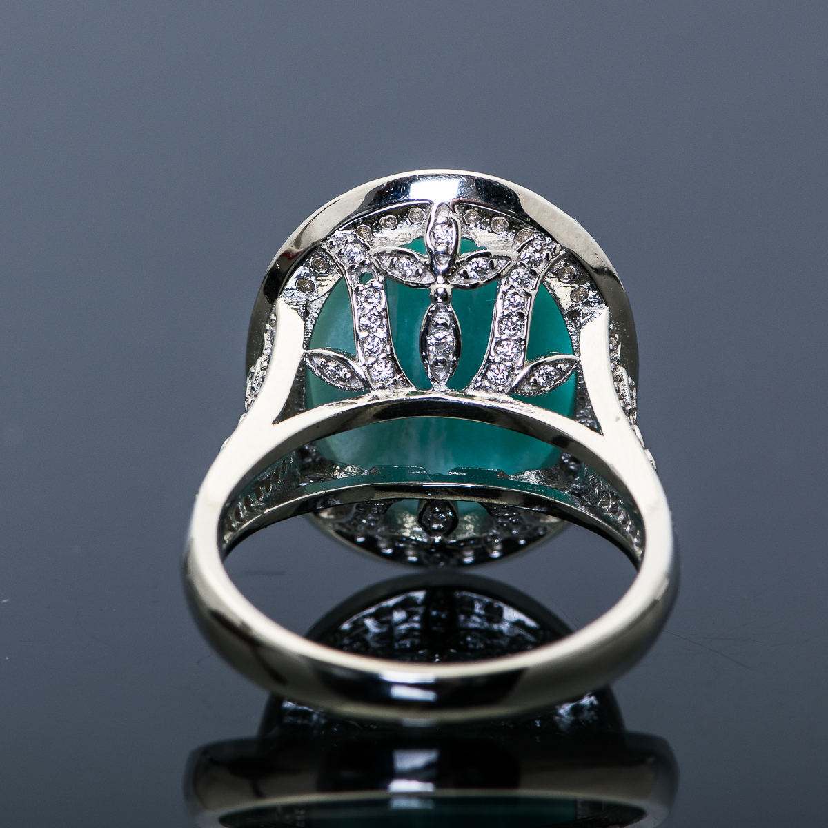 Sterling Silver and Aqua Synthetic Stone Ring