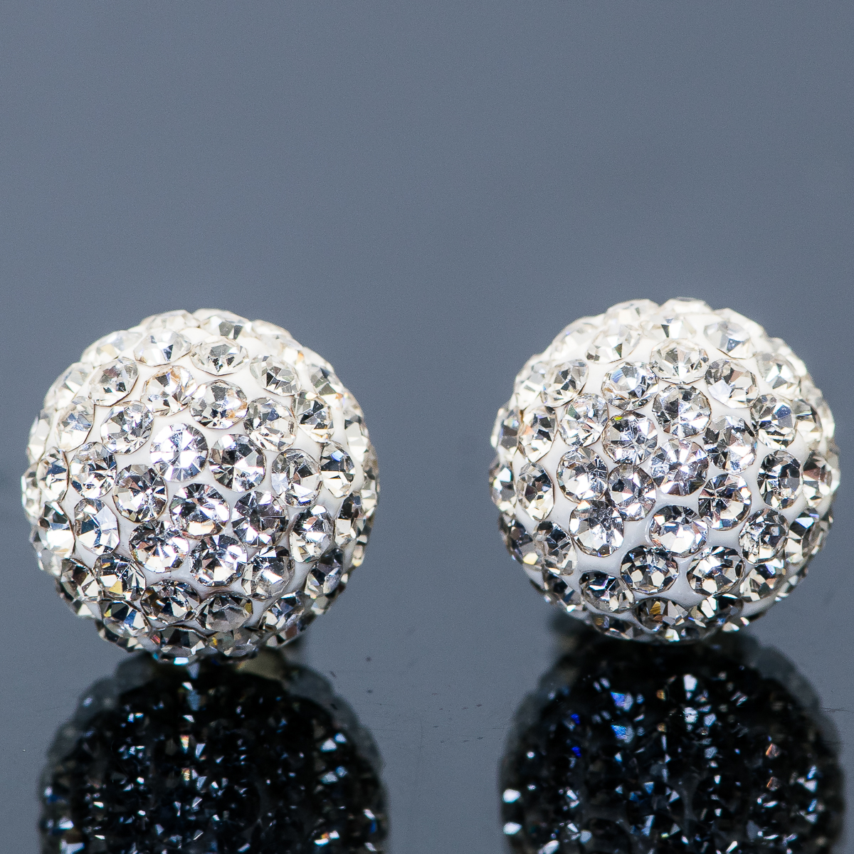 Sterling Silver and Cubic Zirconia Encrusted Ball Studs