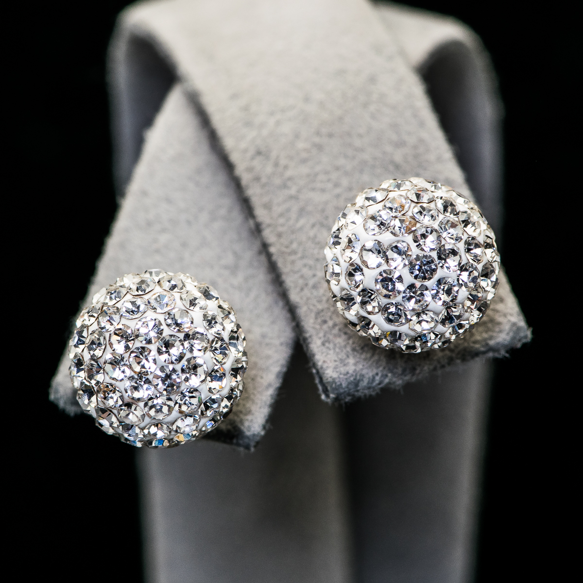 Sterling Silver and Cubic Zirconia Encrusted Ball Studs