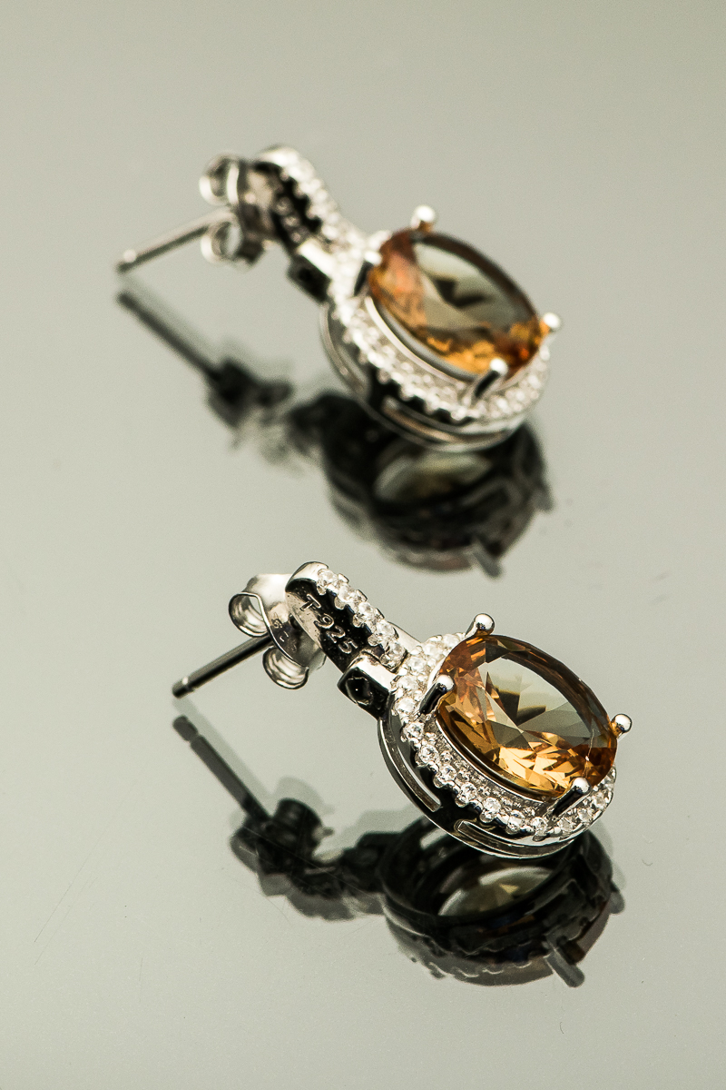 Sterling Silver and Synthetic Peridot Earrings