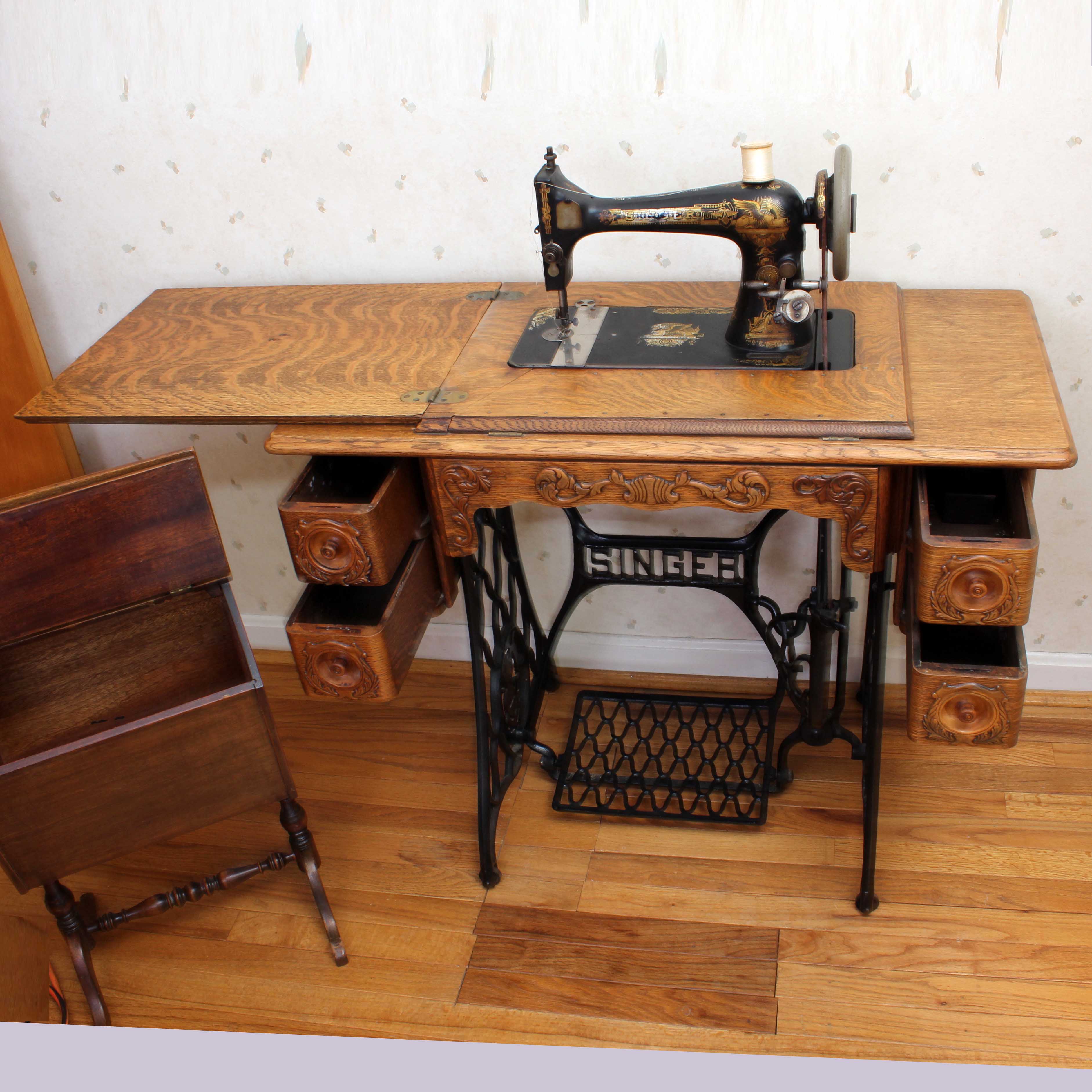 1891 Singer Treadle Sewing Machine Sphinx Design