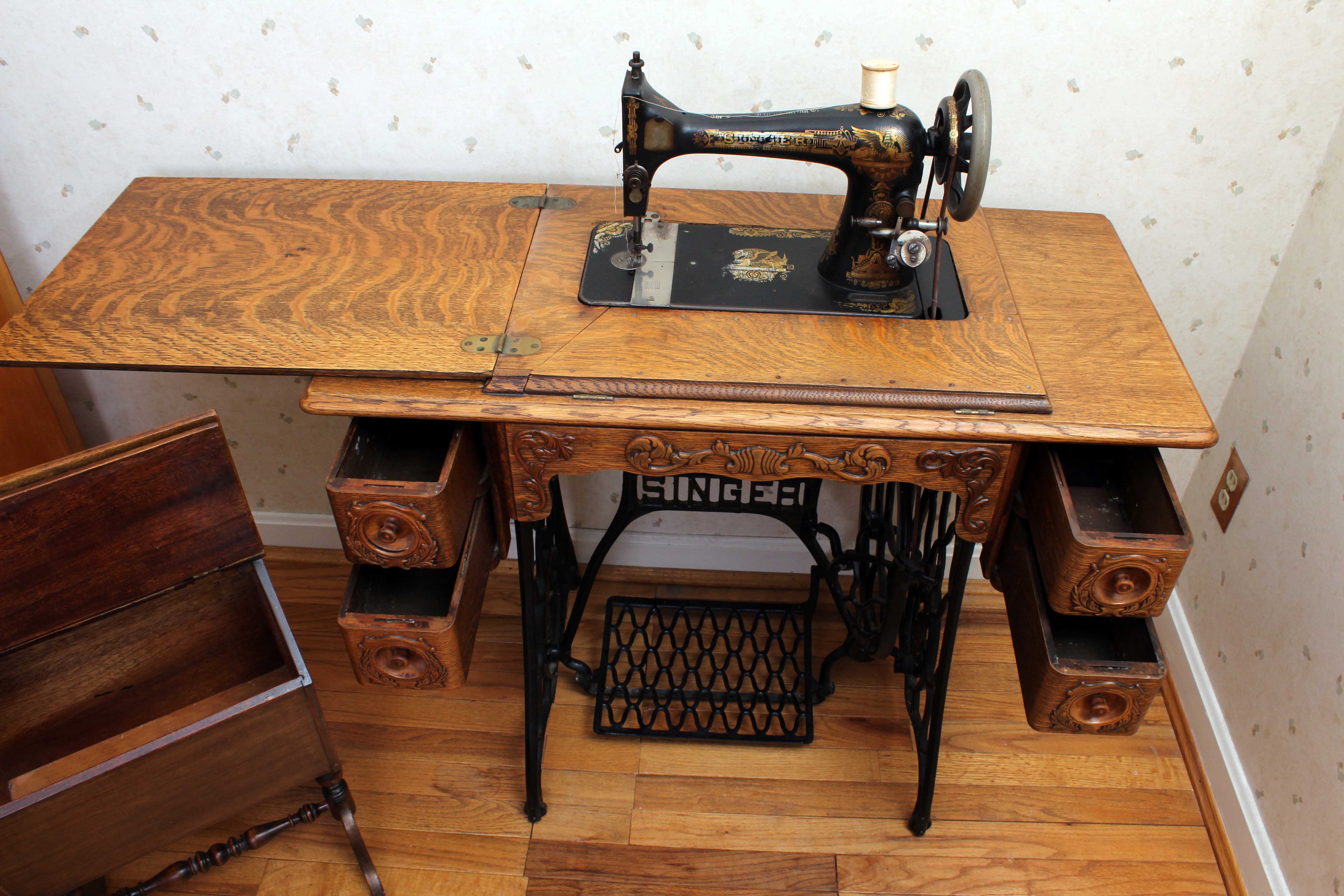 1891 Singer Treadle Sewing Machine Sphinx Design