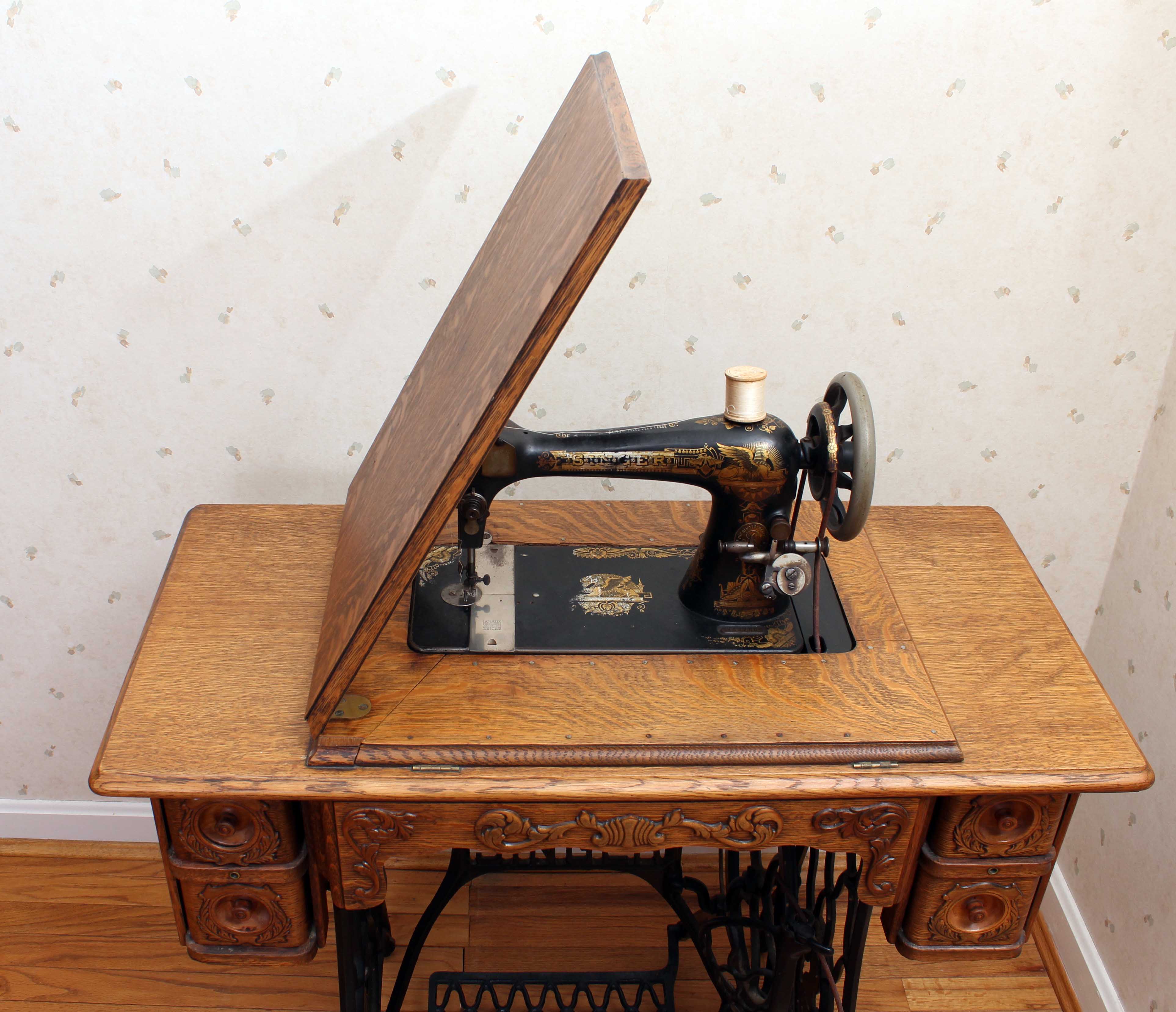 1891 Singer Treadle Sewing Machine Sphinx Design
