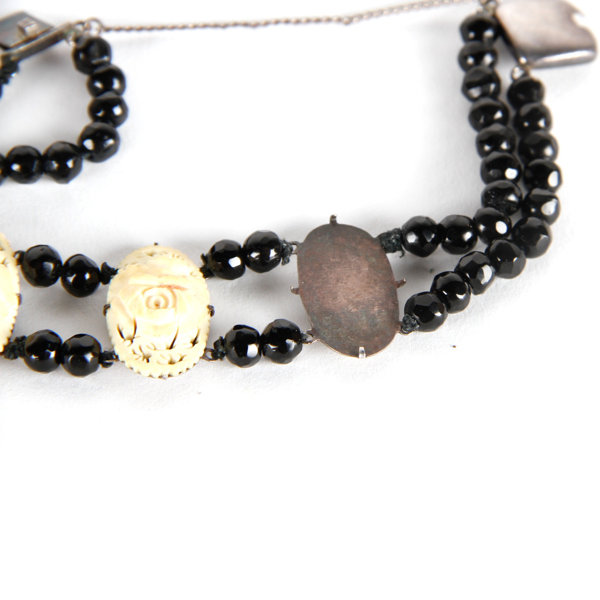 Silver Charm Bracelet and Seed Bracelet with Silver Clasp