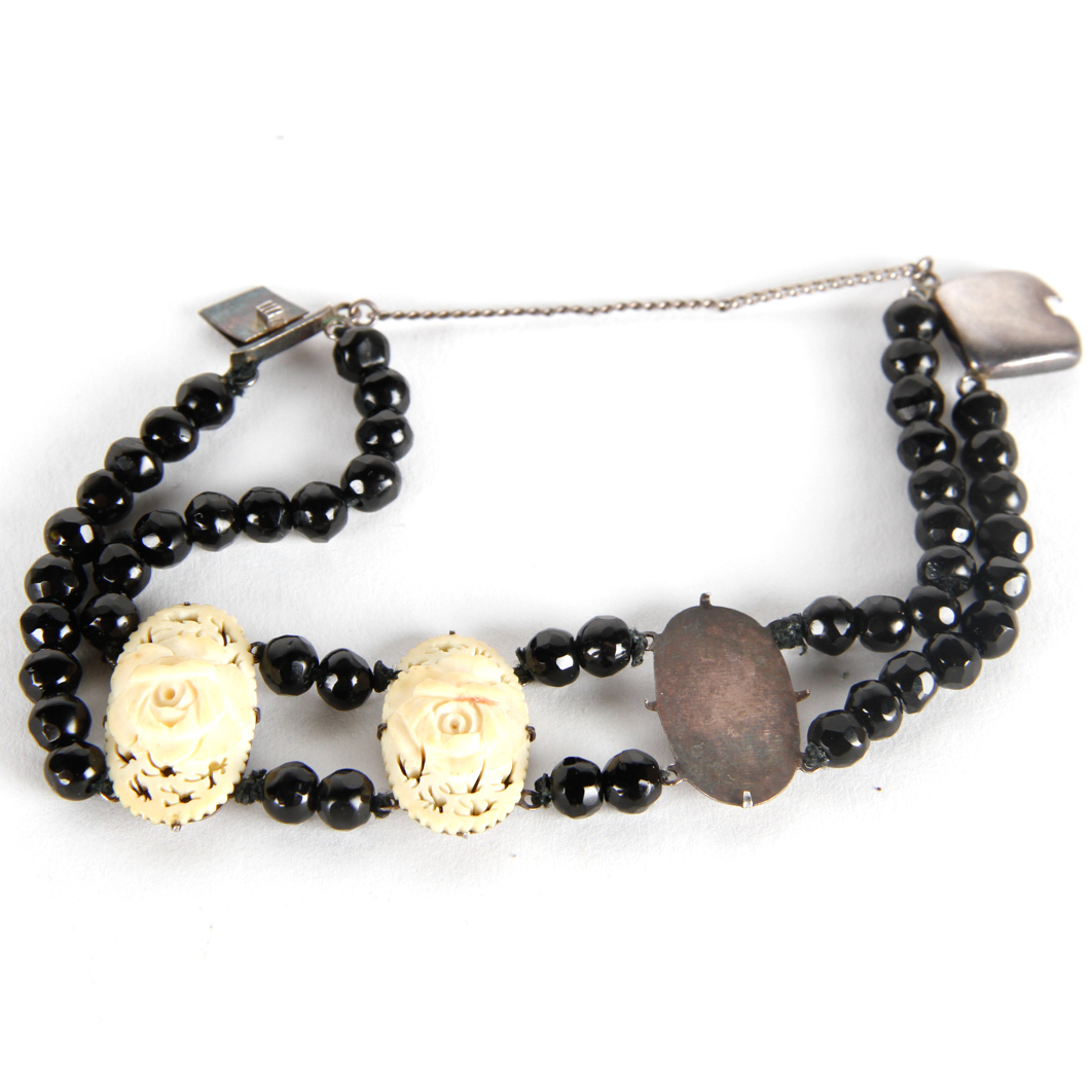 Silver Charm Bracelet and Seed Bracelet with Silver Clasp