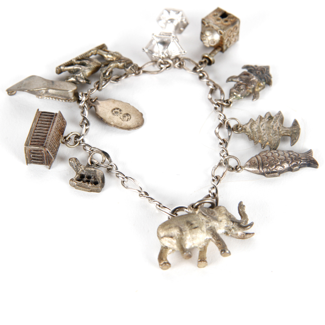 Silver Charm Bracelet and Seed Bracelet with Silver Clasp