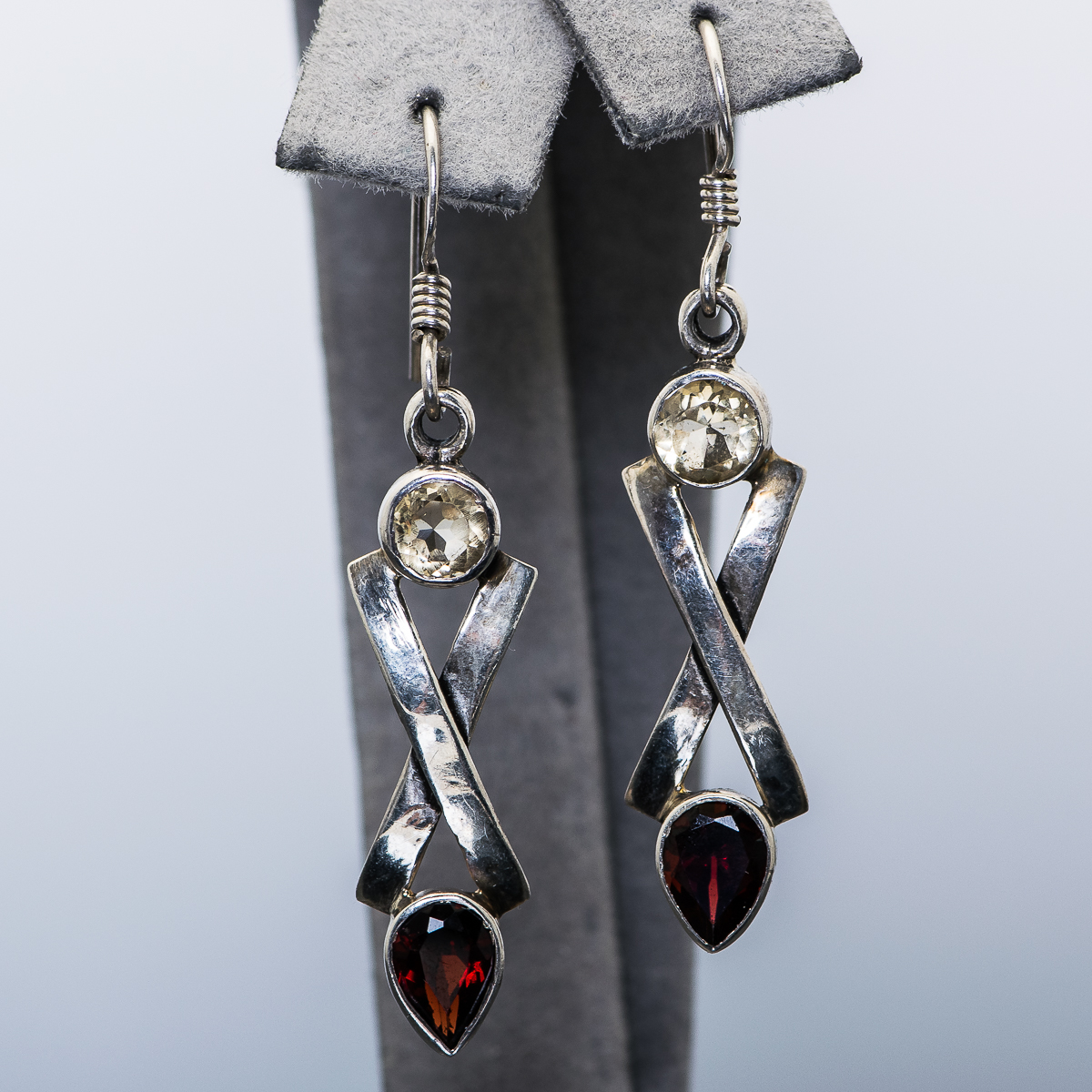 Sterling Silver and Stone Drop Earrings
