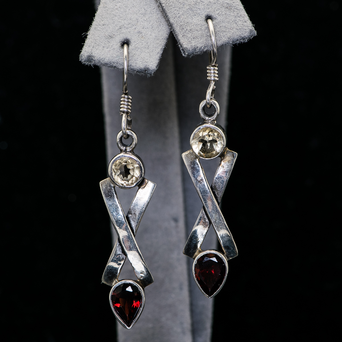 Sterling Silver and Stone Drop Earrings