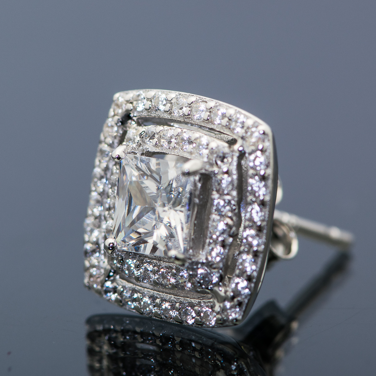 Sterling Silver and Cubic Zirconia Layered Studs