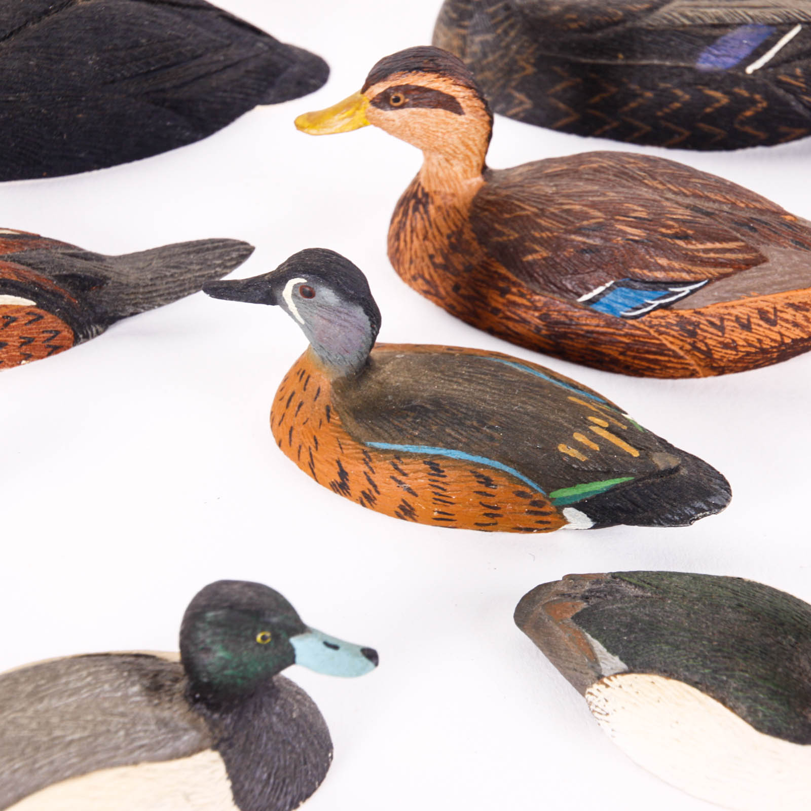 Fifteen Hand-Painted Miniature Ducks by William J. Koelpin